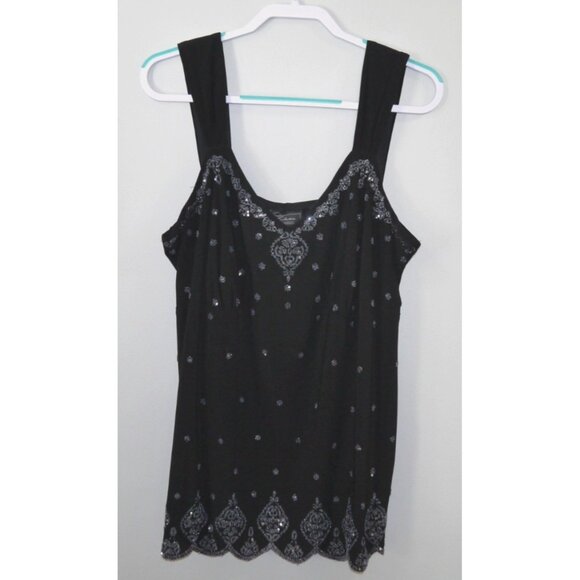 DRESSBARN black sleeveless blouse tank top with bling Women's size 14/16 - Picture 1 of 4